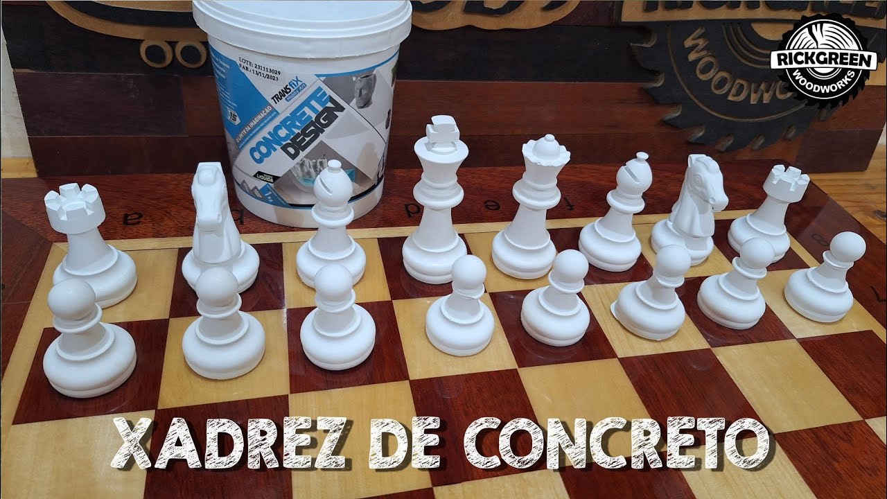 Peças de Xadrez de Concreto utilizando Concrete Design e Moldes de Silicone