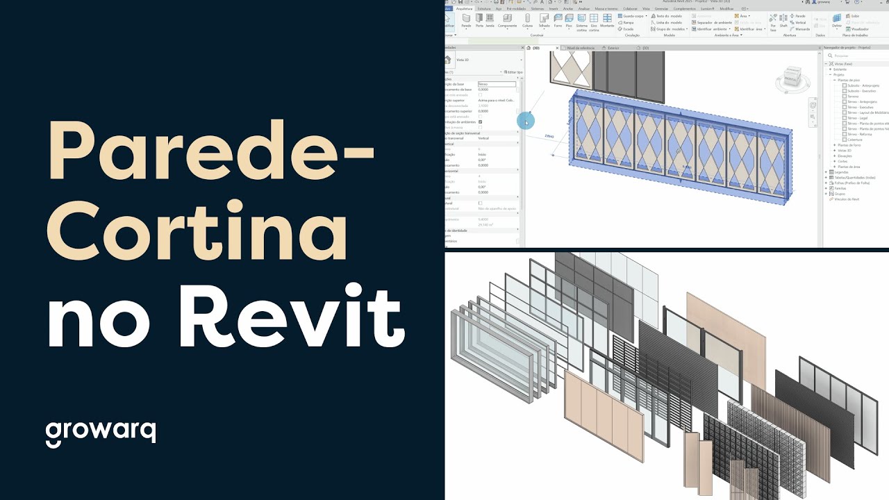 TUDO SOBRE PAINÉIS DE PAREDE CORTINA NO REVIT