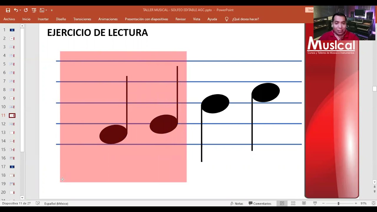 Lectura con clave de SOL en segunda línea