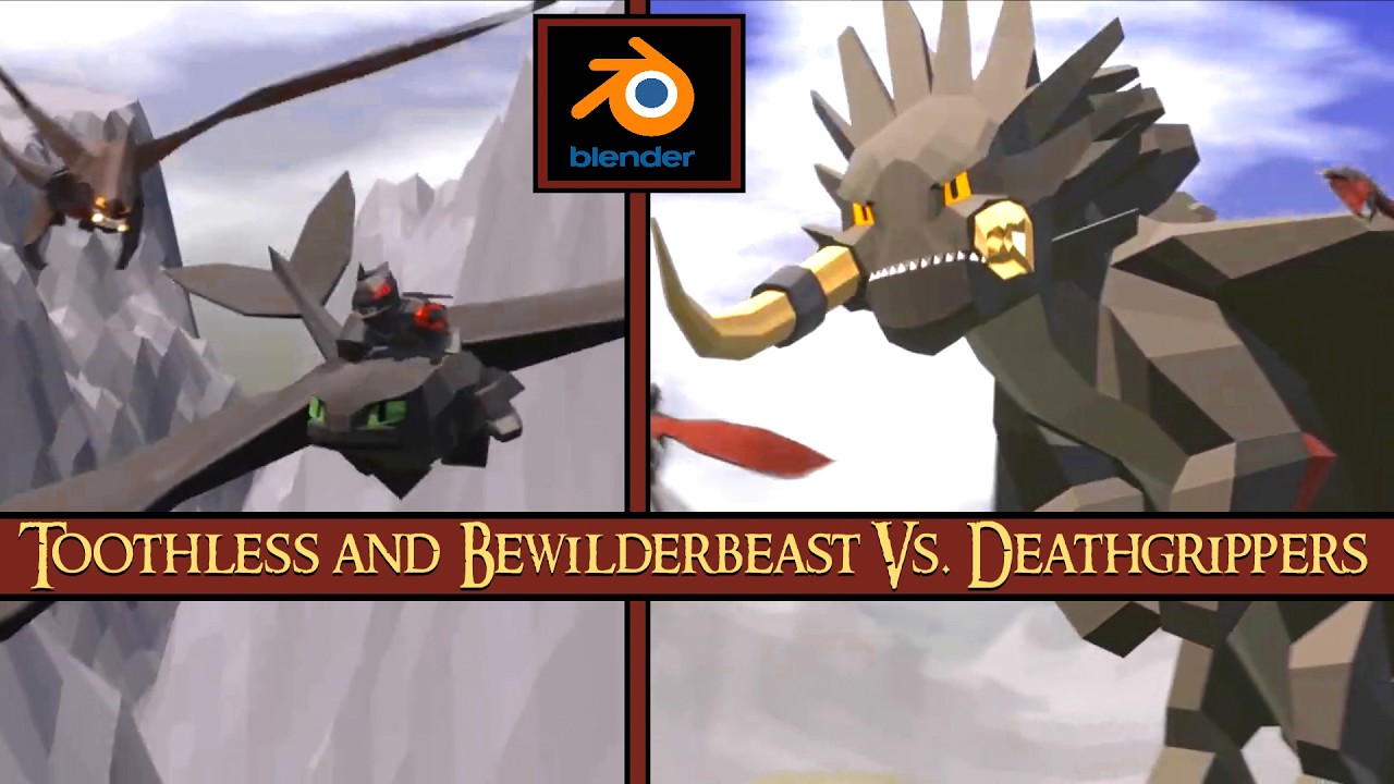 Low-Poly Toothless vs. Deathgrippers | Blender 3D HTTYD Animation