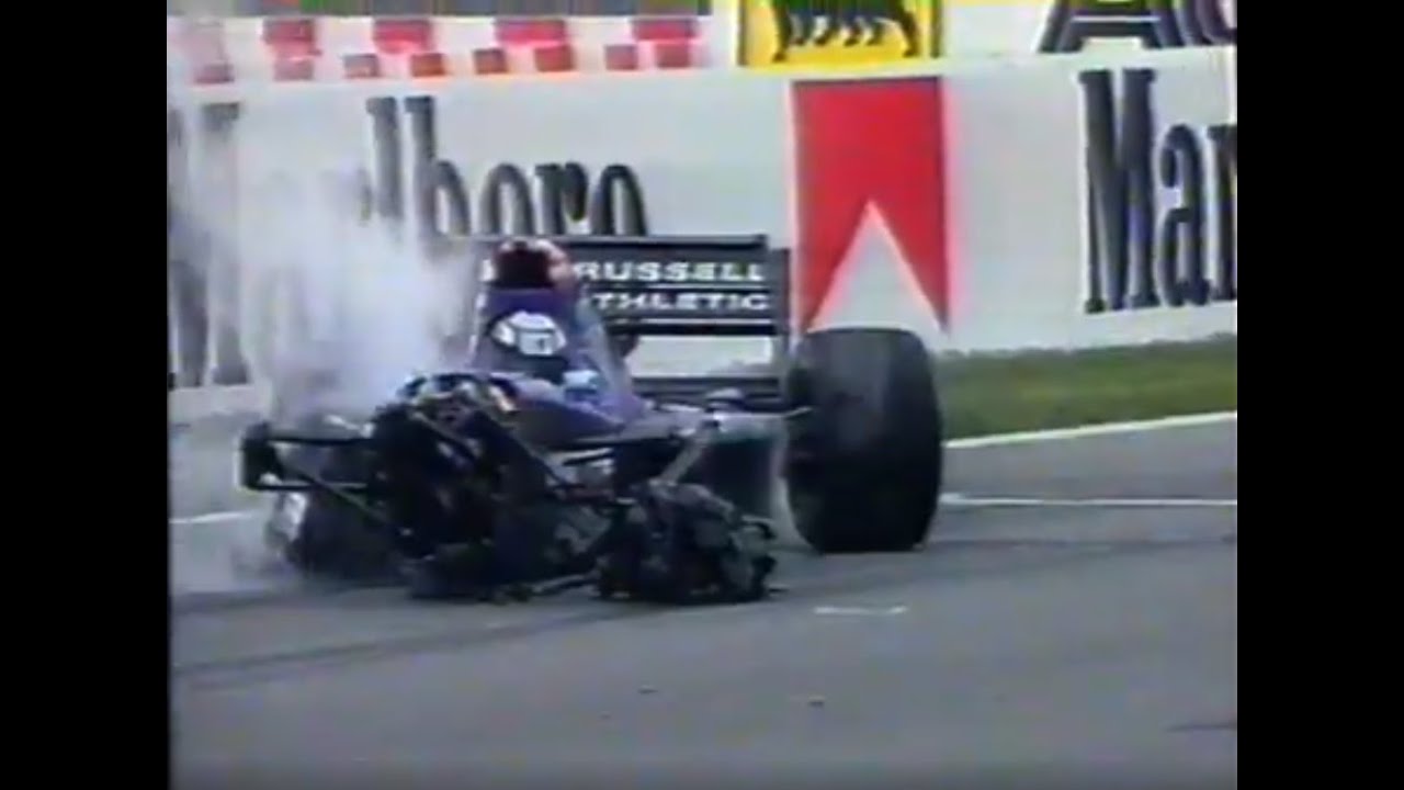 F1 GP da Espanha 1994 - Treino de s&aacute;bado - Acidente de Montermini - Jornal Nacional 28/05/1994