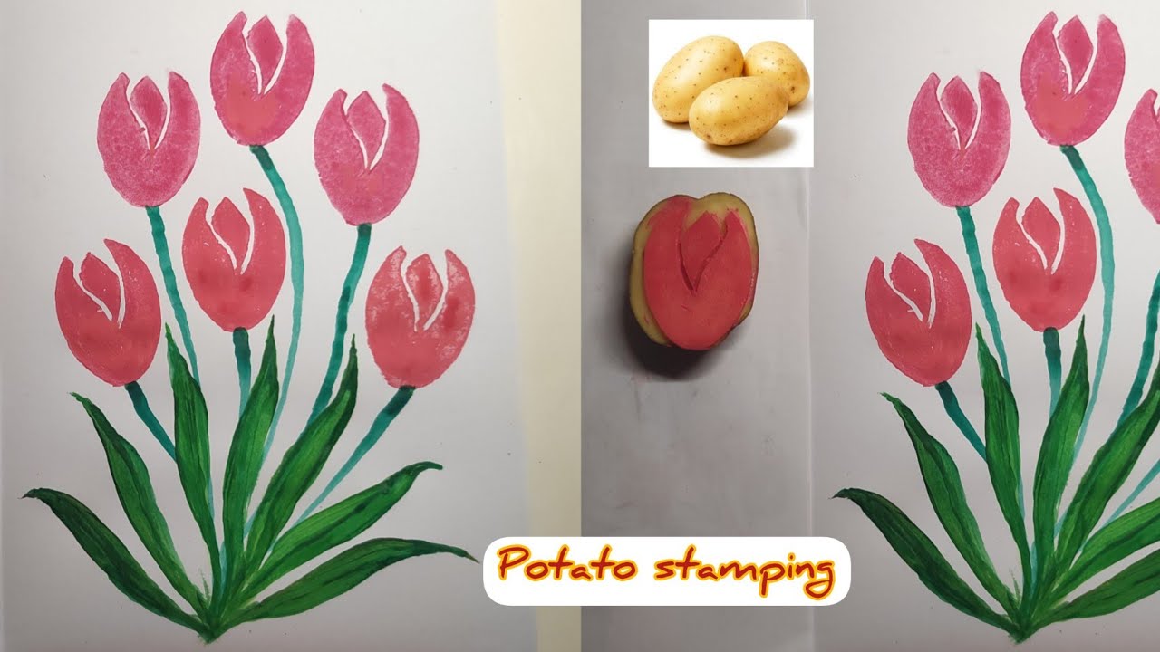 Seni grafis cetak tinggi dengan kentang/ Potato stamping @Bundalena520
