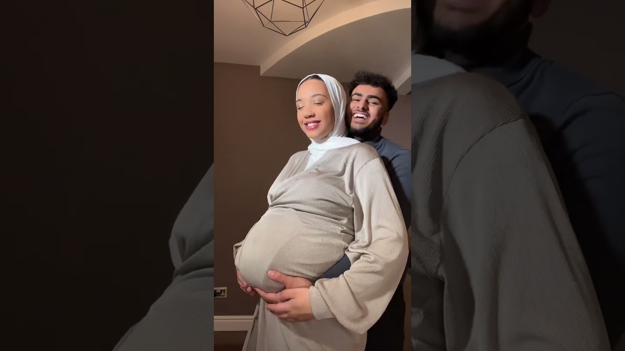 9 Months Pregnant 😨 #pregnancy #muslim #couple #shorts
