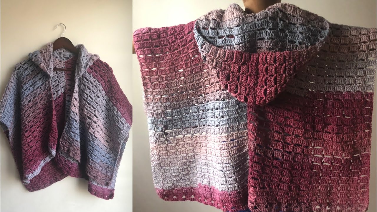 Poncho ouvert avec capuche
