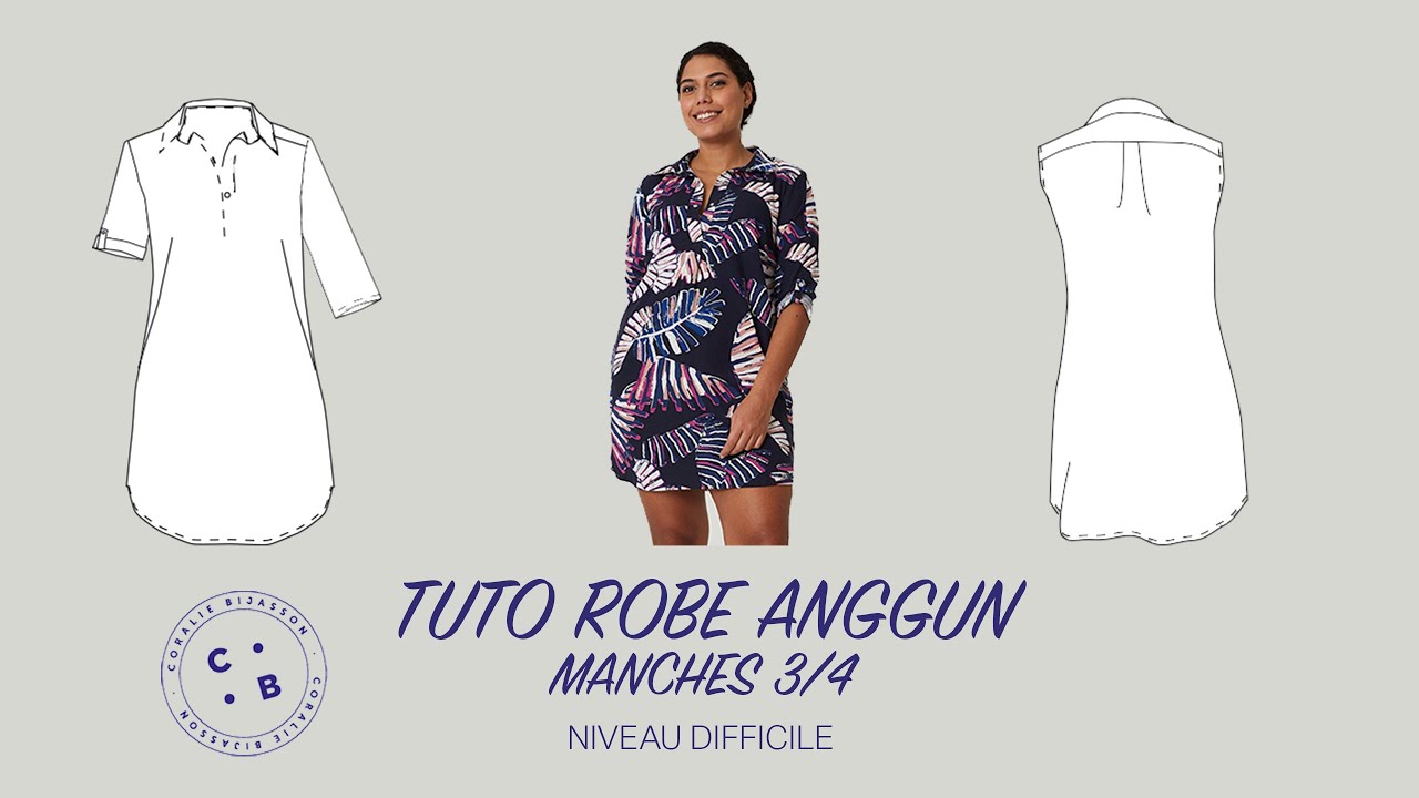 Anggun, le tuto du patron de couture de la robe Anggun version manches 3/4
