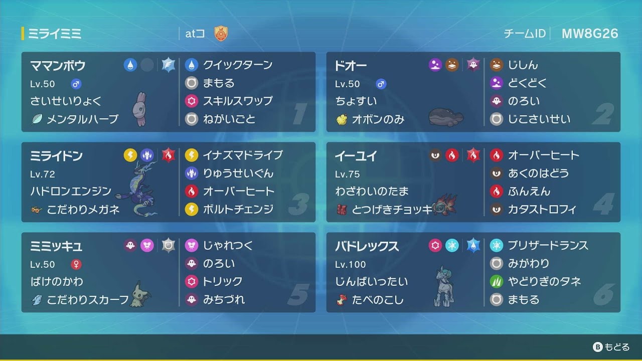 ランクバトル 8/31（シーズン33・最終日/288位→451位・最終472位/メイン）【ポケモンSV/シングルバトル】