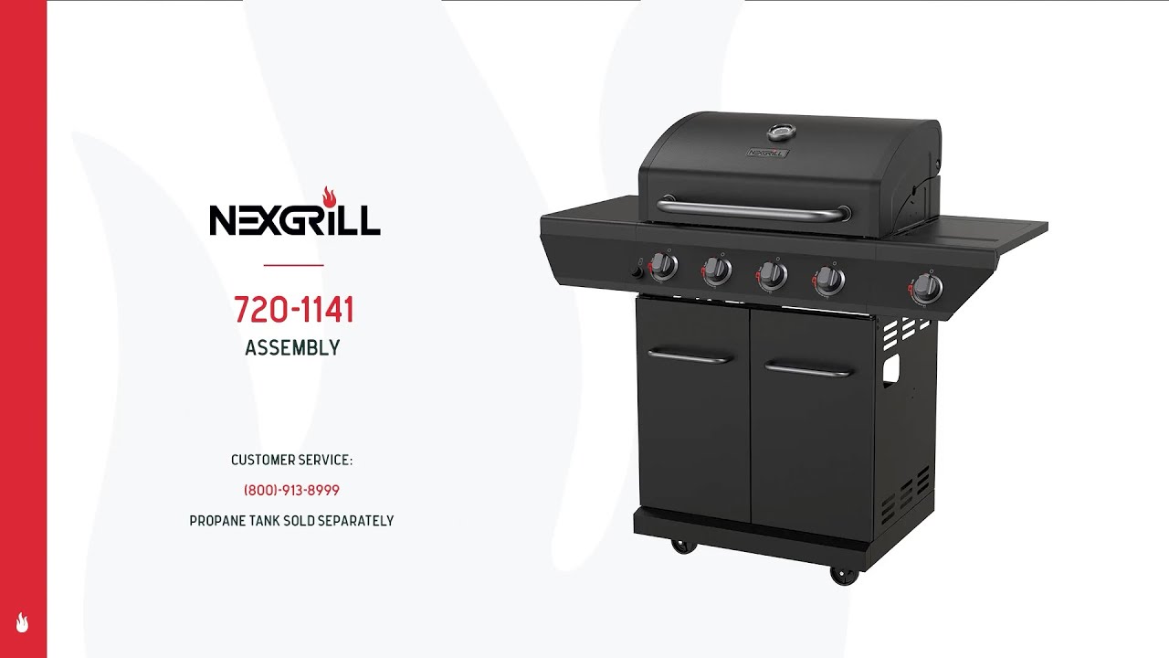 Гриль Nexgrill на сжиженном газе с 4 конфорками, боковой горелкой и поддоном для угля, черный, ви...