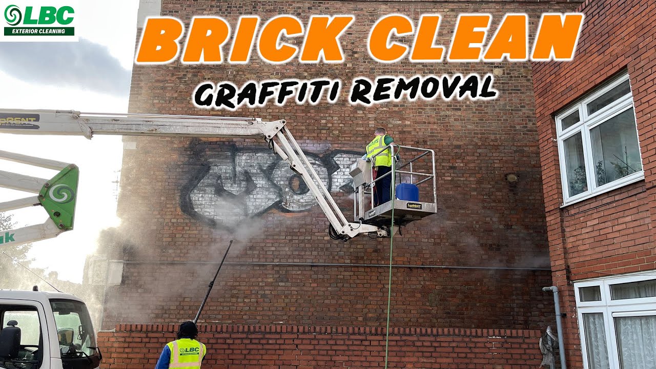 Graffiti Removal From Building Using Our Cherry Picker