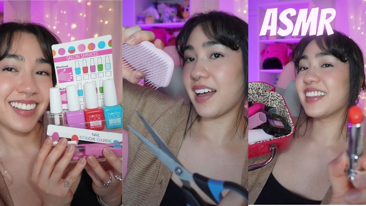 ASMR Rápido | 3 ROLEPLAYS em 30 Minutos (manicure, cortando cabelo e maquiagem)