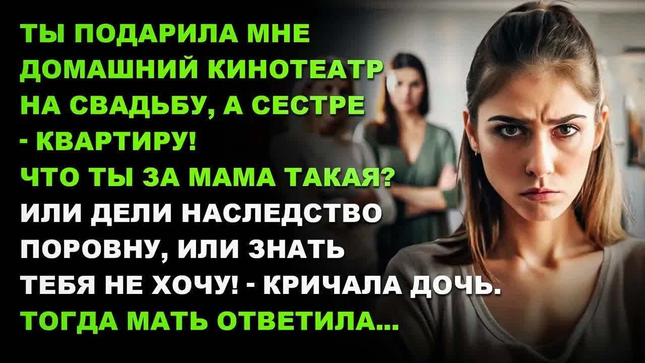 Ты подарила мне домашний кинотеатр на свадьбу, а сестре - квартиру! Что ты за мама такая？.