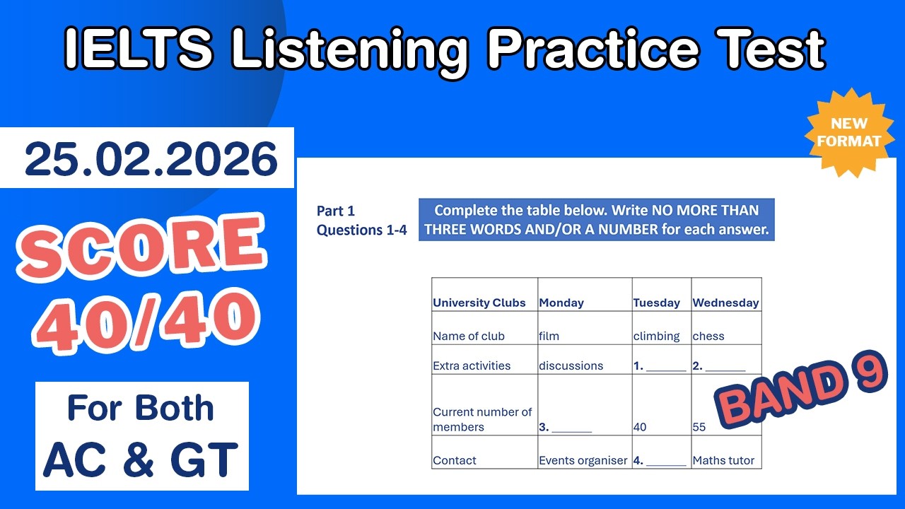IELTS Listening Practice Test 2026 With Answers 25.02.2026 - Test #246