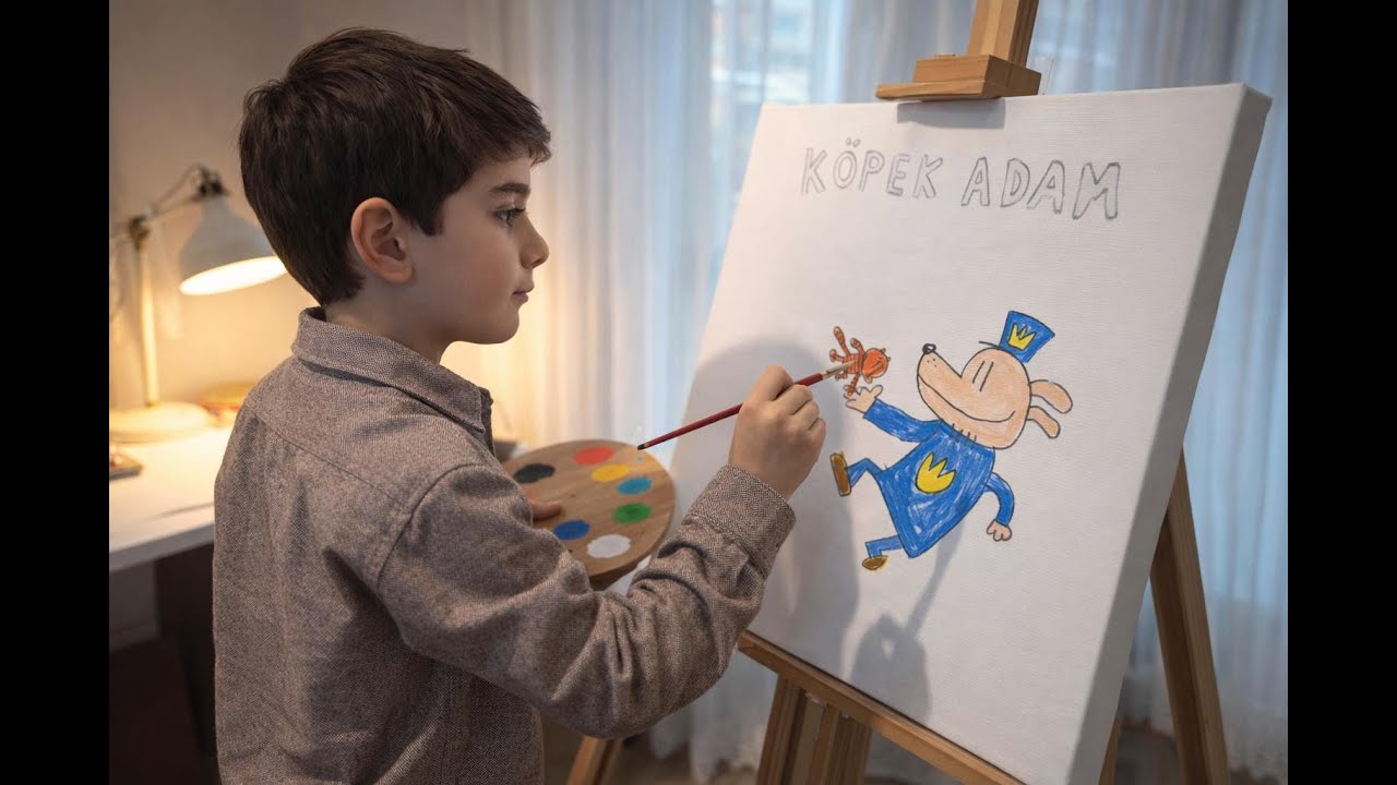 Çizdiğim Köpek Adam resmini boyadım:)