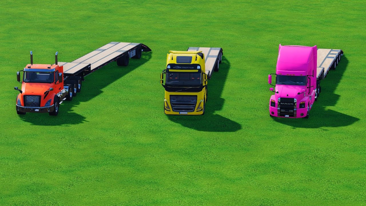 TRANSPORTING BUS, POLICE CARS, DUMP TRUCK, BOX TRUCK, FIRE TRUCK WITH SCANIA TRUCK - FS22