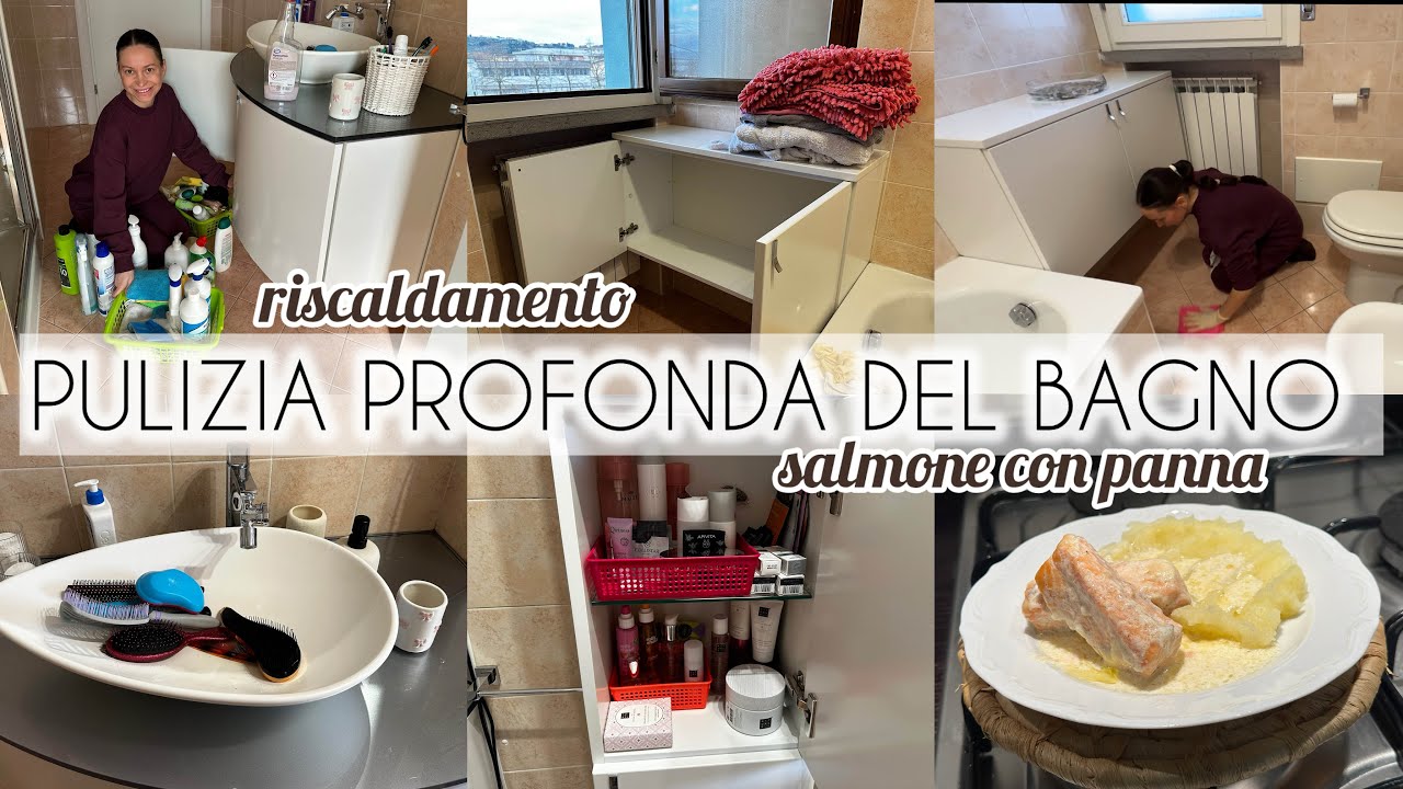 PULIZIA PROFONDA DEL BAGNO / Riscaldamento / PER CENA : Salmone con panna e pure 
