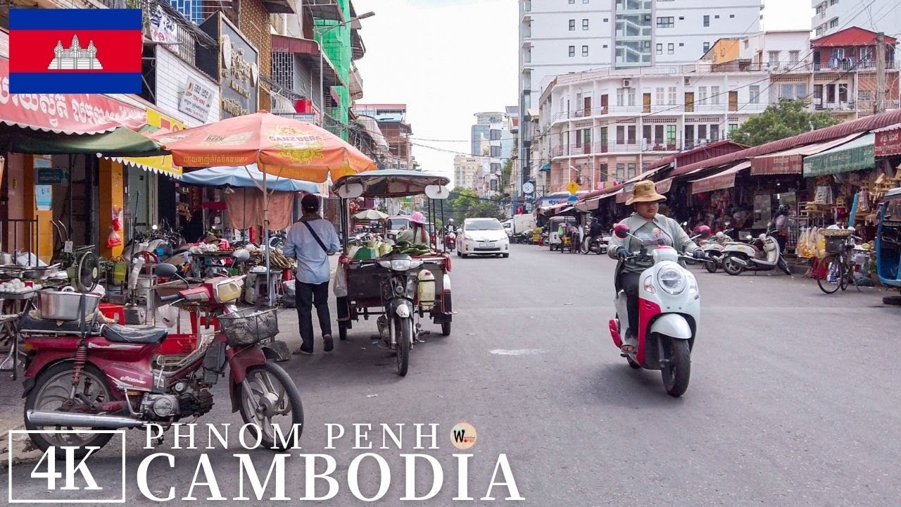Cambodia Central Market - Local Daily Life Walking Tour - 4K 🇰🇭