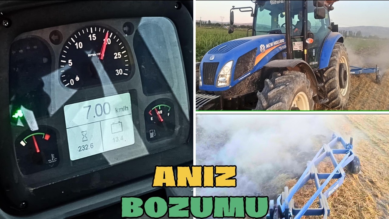 💪 New Holland TD100D + Alpler 5'li Pulluk ile Derin Anız Sürümü! 🌾