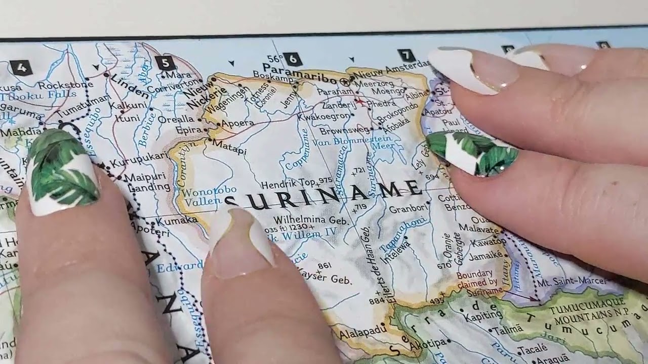 ASMR ~ Suriname History & Geography ~ Soft Spoken Map Tracing Google Earth Tablet Tapping