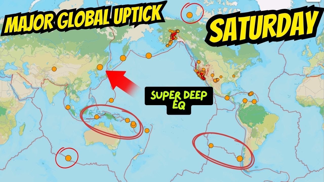 Major uptick in Earthquakes globally today. Super deep EQ Russia area. Saturday update.