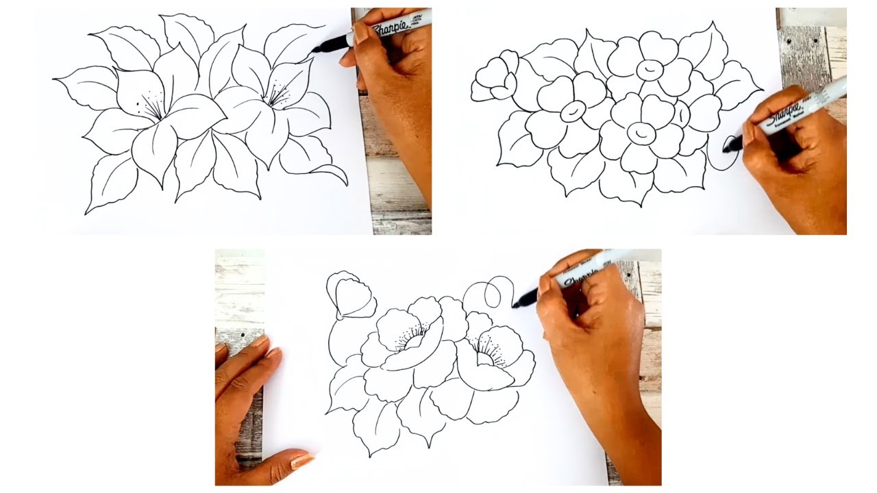 Cómo Dibujar 3 Tipos de Flores Fácil