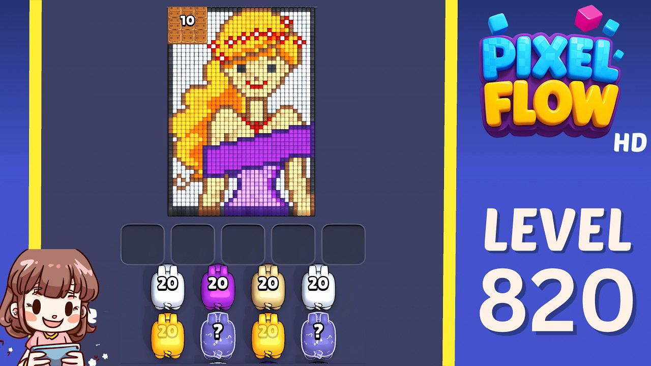Pixel Flow Level 820 Solution Walkthrough