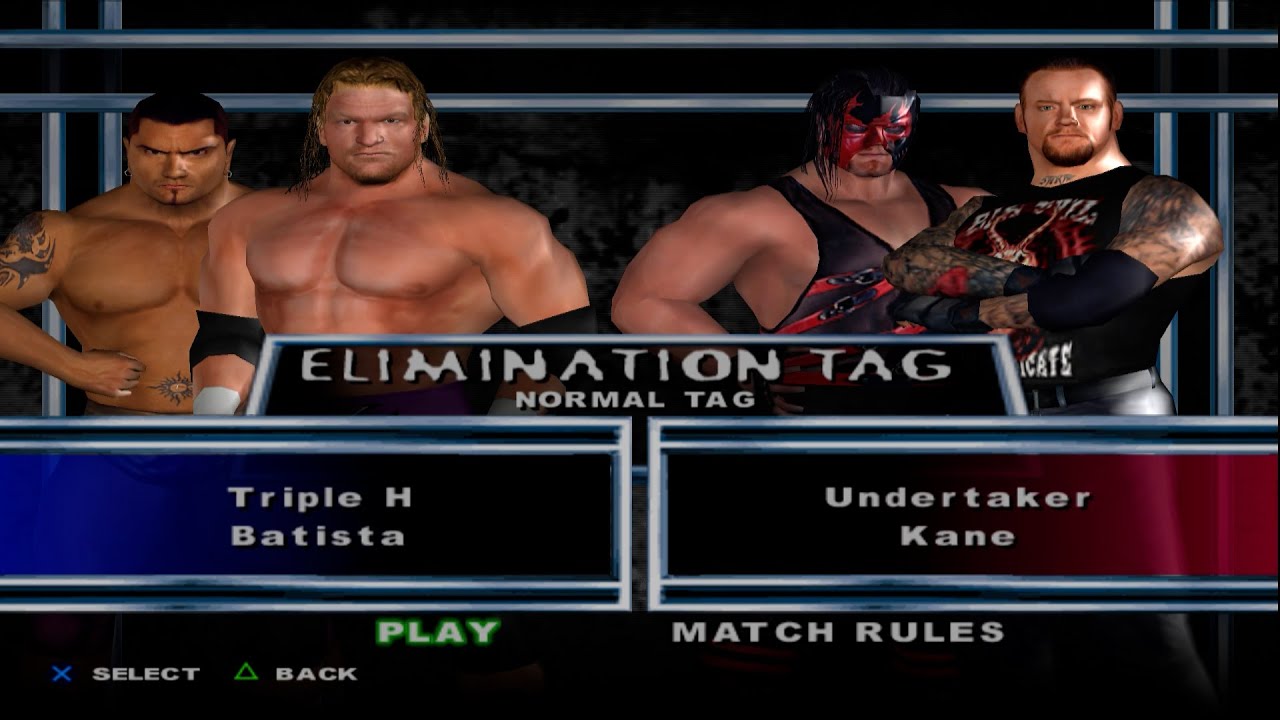 WWE SmackDown! Here Comes the Pain - TripleH,Batista VS Undertaker,Kane (ELIMINATION TAG) 01
