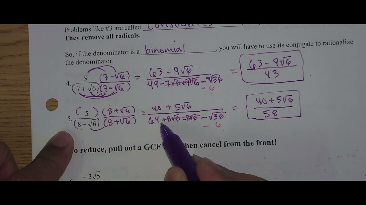 Rationalizing With Conjugates