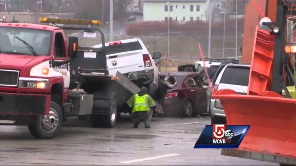 Black ice blamed for massive pileup in Worcester