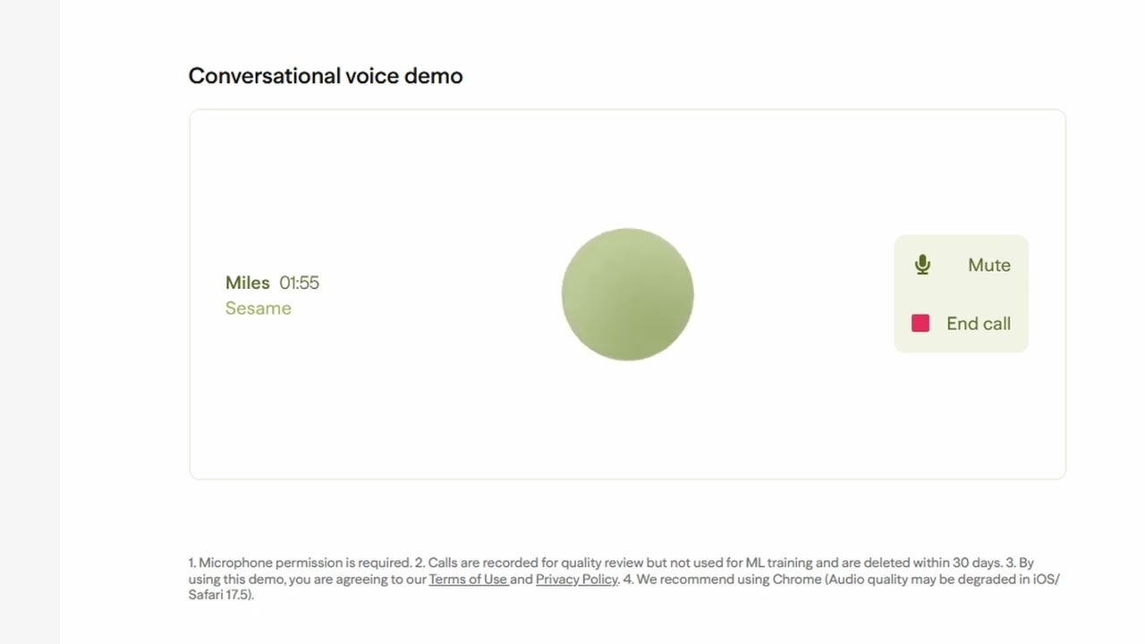 The Sesame AI voice - Miles finally had enough of me and cut the conversation short