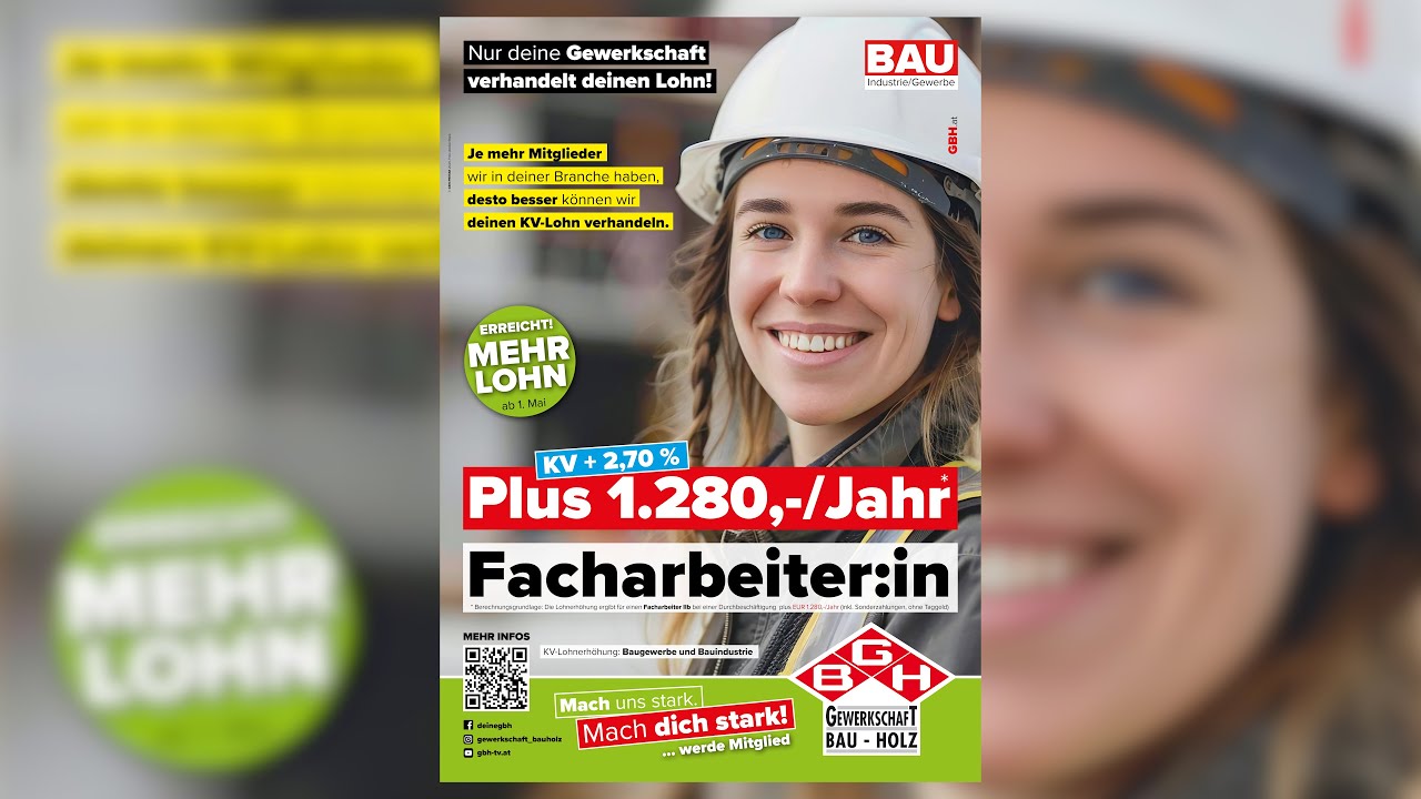 Trotz Krise Lohnplus von + 2,7 Prozent am Bau
