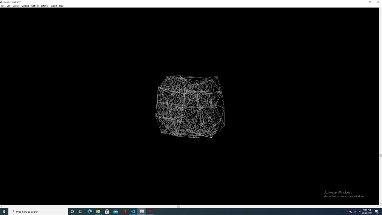 RasMol Molecular Dynamics Monte Carlo 100 atoms