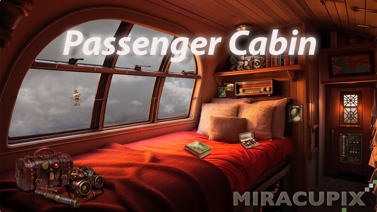 Steampunk Airship Passenger Cabin | Ambient Sounds of Engines & Gentle White Noise