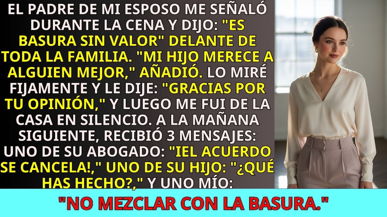 Mi Suegro Se Burló de Mí en la Cena, Llamándome Basura—Pero a la Mañana Siguiente Recibió 3 Mens