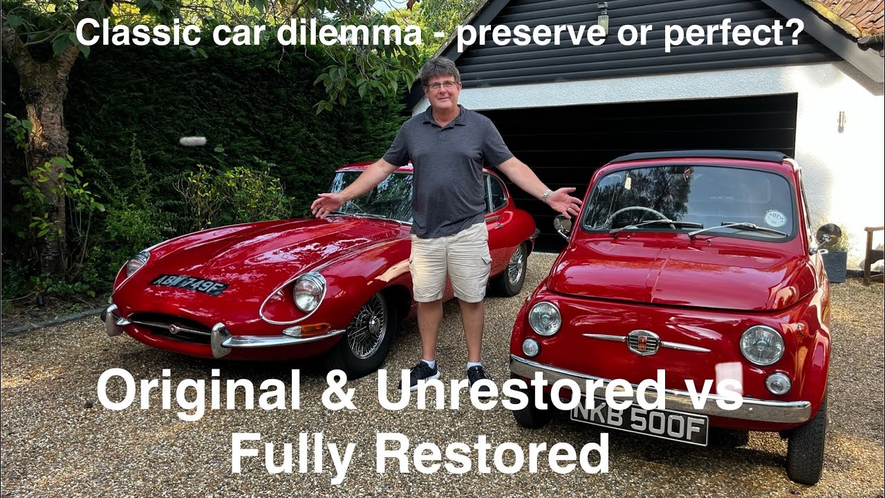 Unrestored & Original vs Restored, Classic Car dilemma, preserved Etype vs make perfect Fiat 500