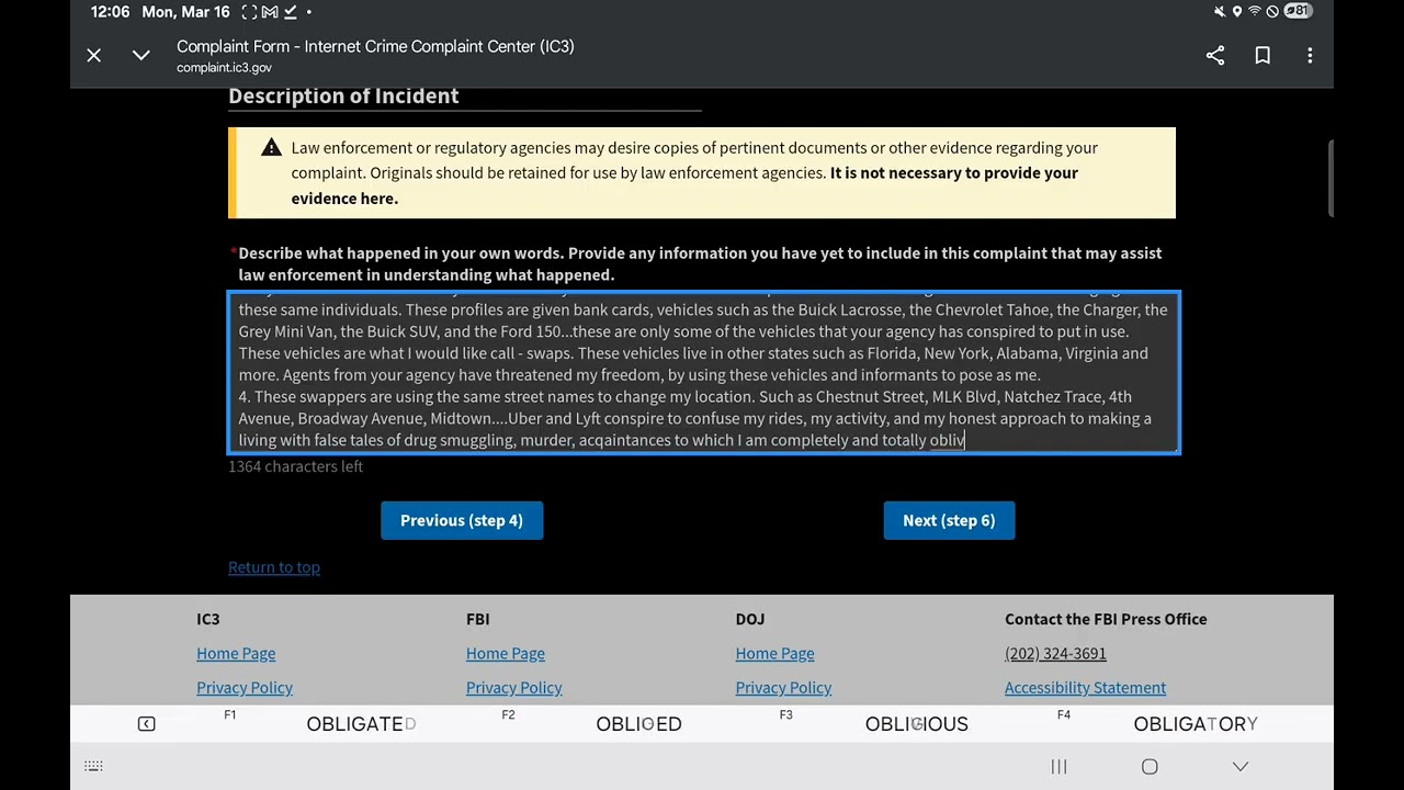 FBI Complaint 3/16/26 - 
