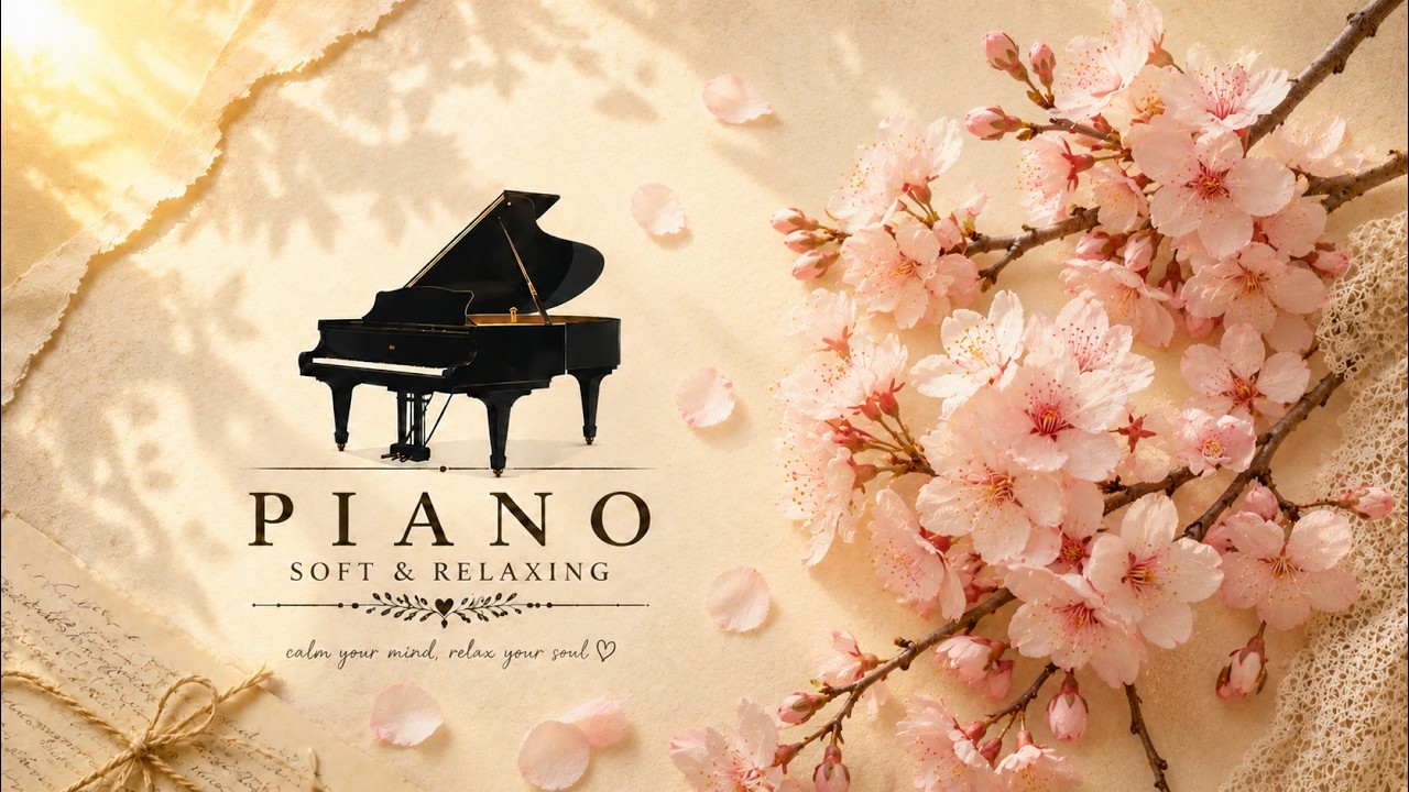 Relaxing Piano Music with beautiful Cherry Blossom | Slow Natural