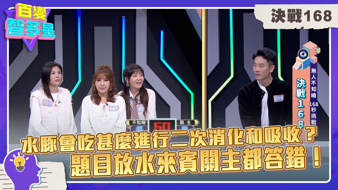 決戰168》水豚會吃甚麼進行二次消化和吸收？題目放水來賓關主都答錯！