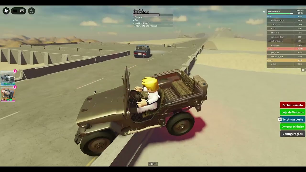 Jogando mapa de dirigir carros para baixo de uma colina