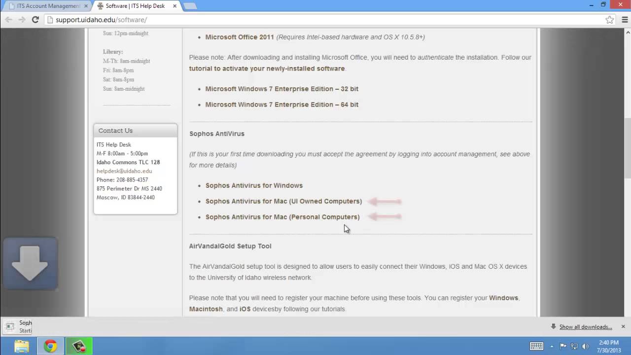 Security - Downloading and installing Sophos
