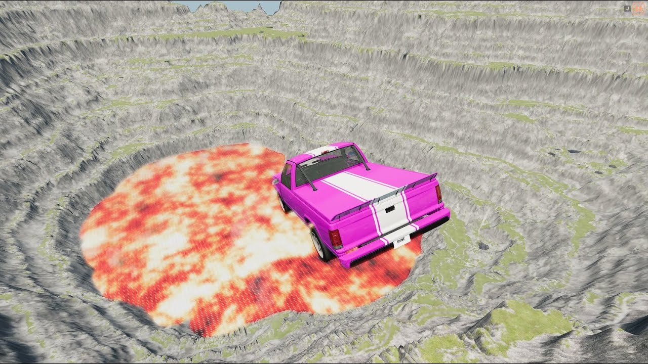100 CARS VS LAVA PIT! | BeamNG.drive Best Cliff Roads Leap of Death #02