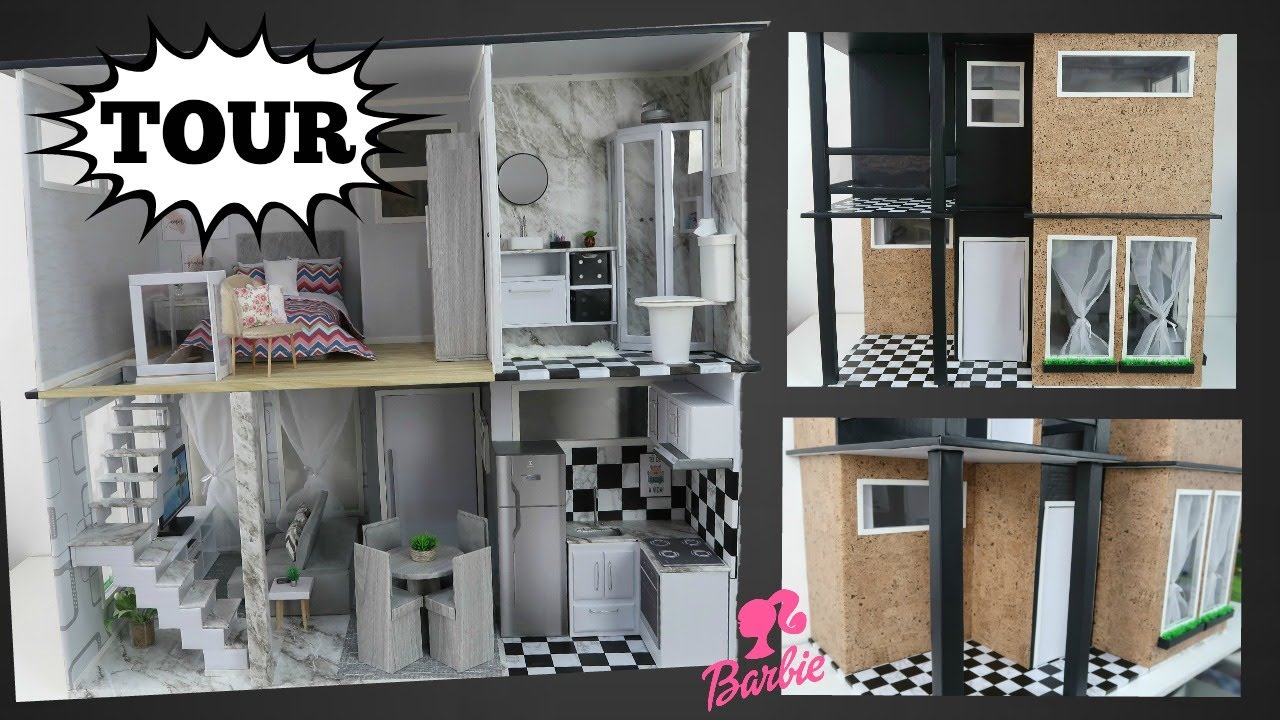 TOUR PELA CASA MODERNA DA BARBIE : TOUR OF BARBIE'S MODERN HOUSE