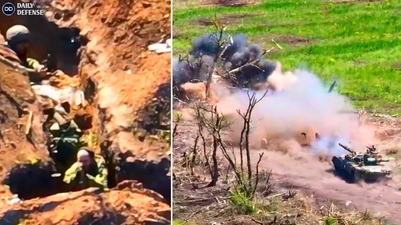 Ukrainian Tank Obliterates Russian Trench!