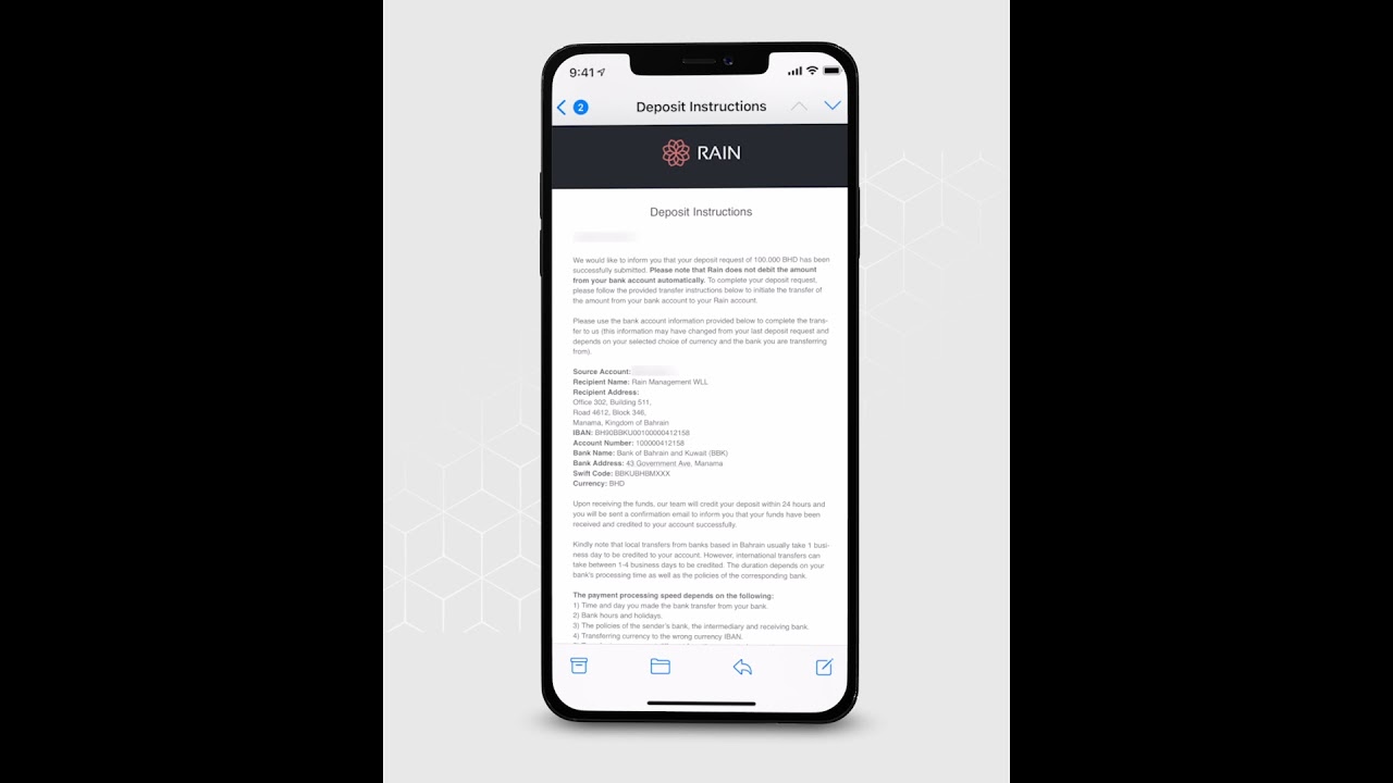 How to make a deposit to your Rain account (App)