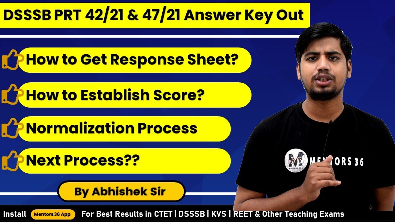 DSSSB PRT 42/21 & 47/21 Answer Key Out - Process to Get Response Sheet, Analysis and Next Process