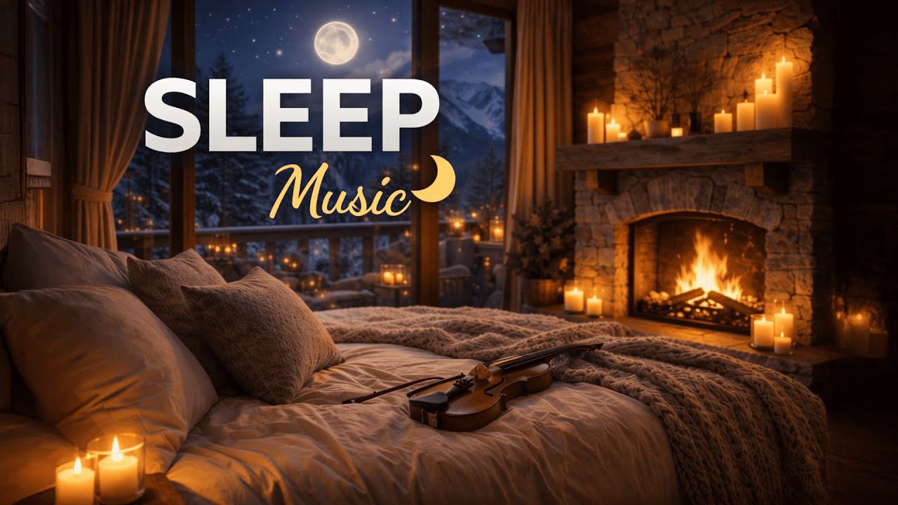 Fireplace Sleep Music 🌙 Soft Piano & Violin for Deep, Peaceful Sleep