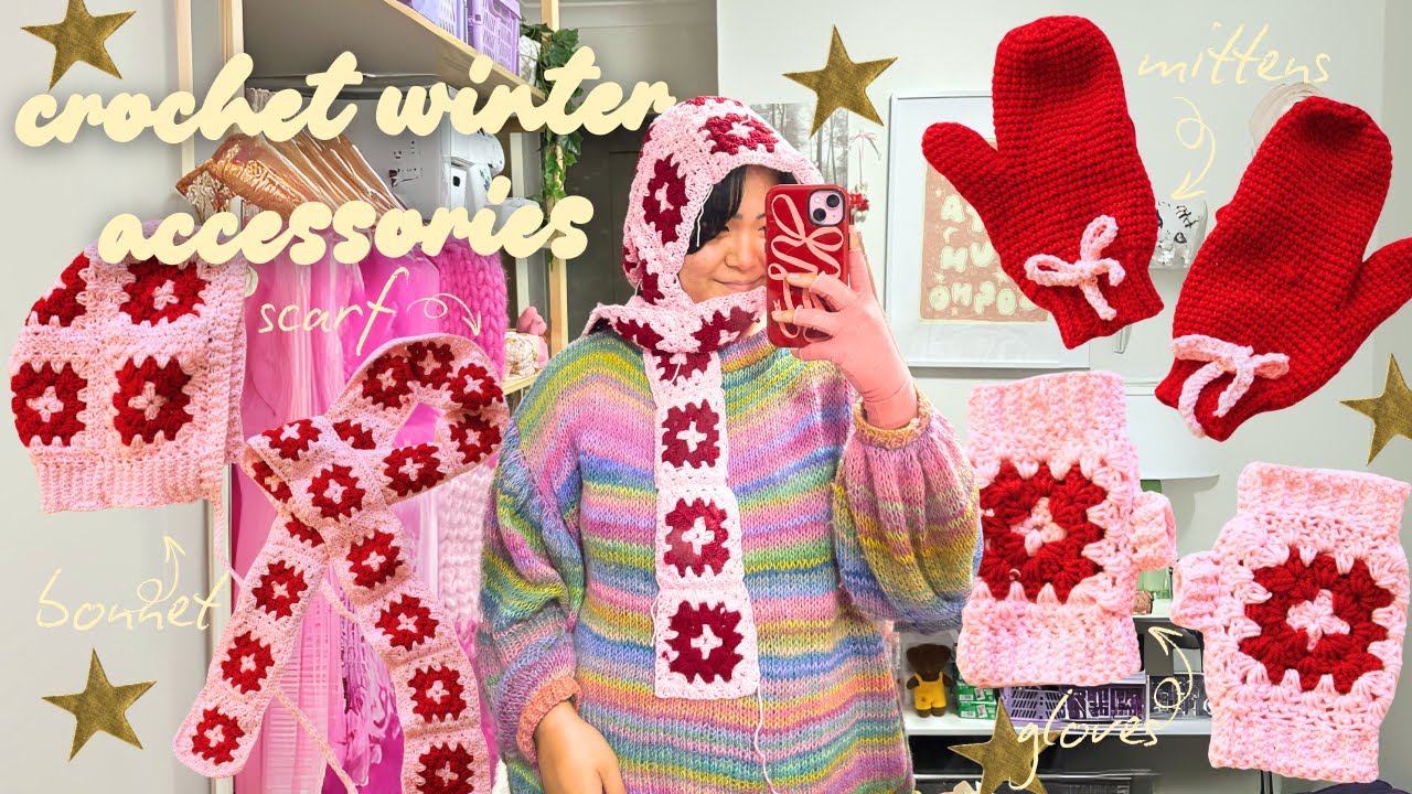 crochet winter accessories🧣❄️ mittens, gloves, bonnet & scarf (beginner friendly & super cute!)