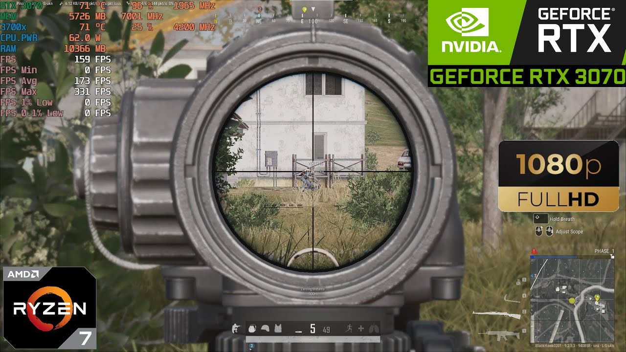 PUBG : RTX 3070 | Ultra Graphics 1080p( Erangel  Map )