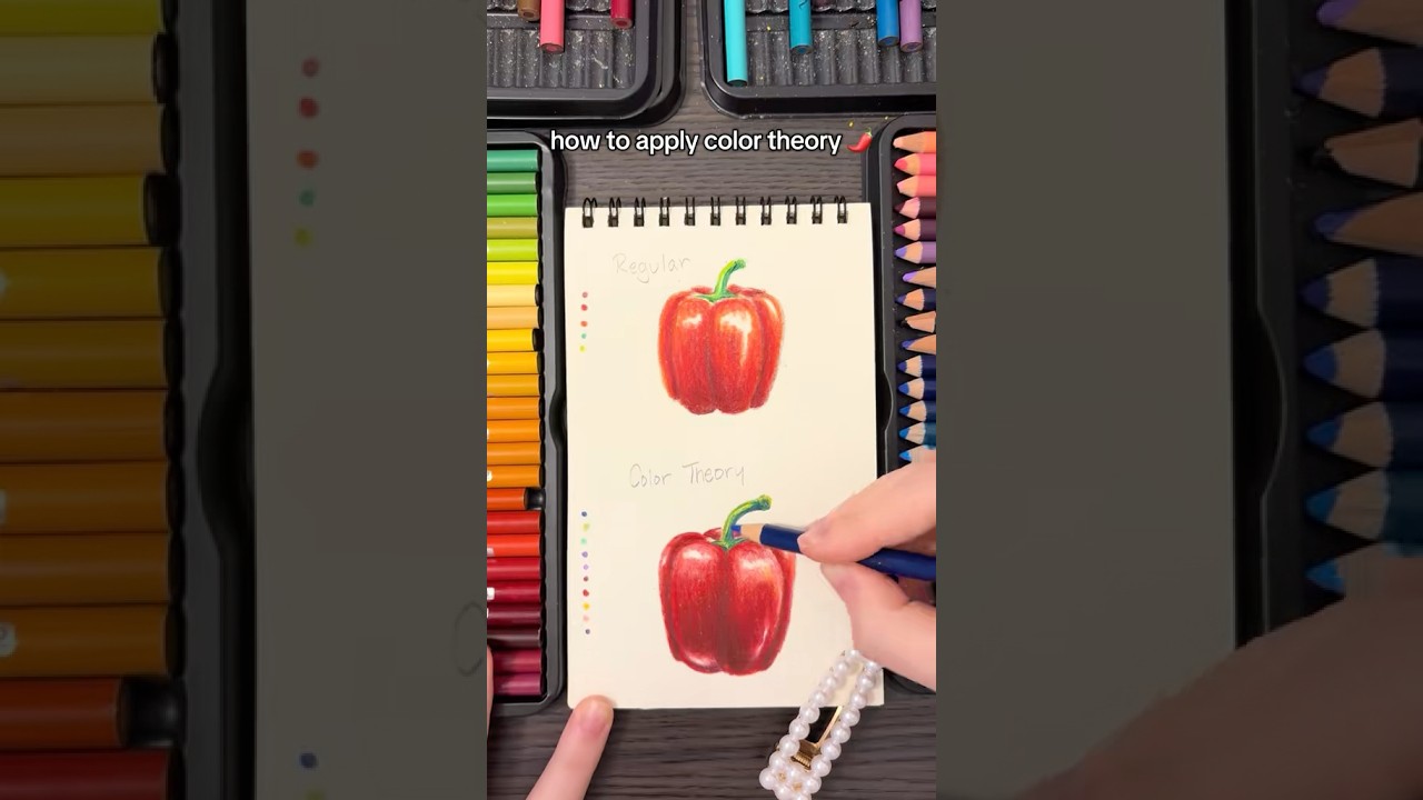 How to elevate art w color theory | colored pencil drawing #colortheory #foodart #coloring #pepper