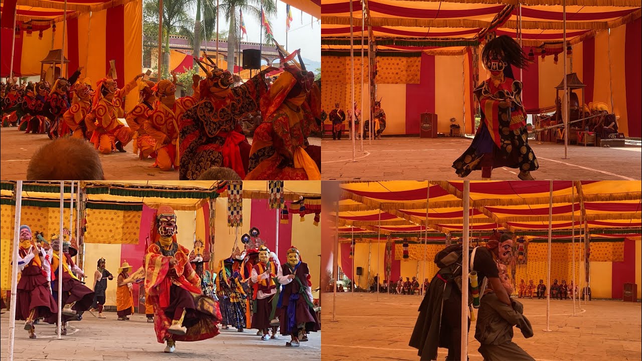 {ཞི་ཁྲོའི་གར་འཆམ་ }First day of Cham Odisha phuntsokling #odisha #monastery #tibetanvlogger #vlog 46