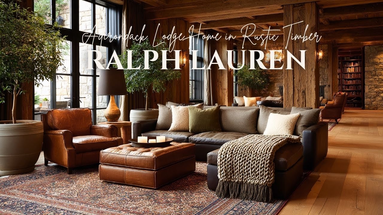 Ralph Lauren’s Adirondack Lodge Home in Rustic Timber and Lakeside Setting