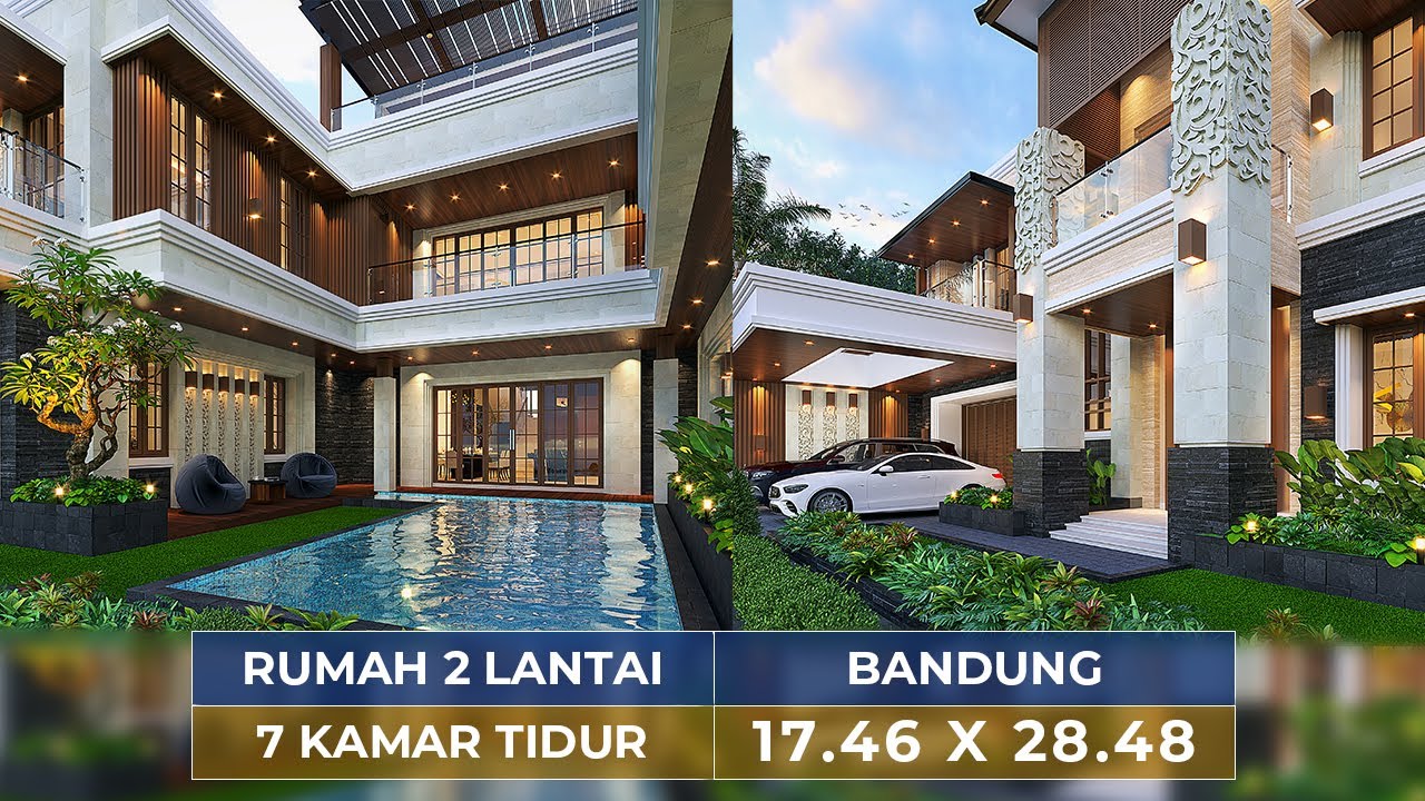 DESAIN RUMAH TROPIS SUASANA VILLA BALI DENGAN 7 KAMAR TIDUR DI BANDUNG!!  - JASA ARSITEK